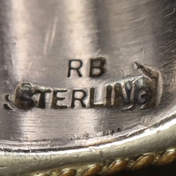 👑🫐🗝️Signed - Richard Begay, Navajo Vintage Sterling Silver Lapis Gold Wash Ring - Picture 5 of 7